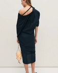 Silk Laundry Short Sleeve Boyfriend Shirt Dress Black 