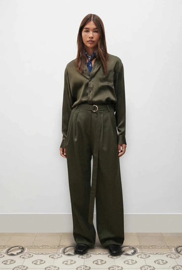 Silk Laundry Boyfriend Shirt 2.0 Pine
