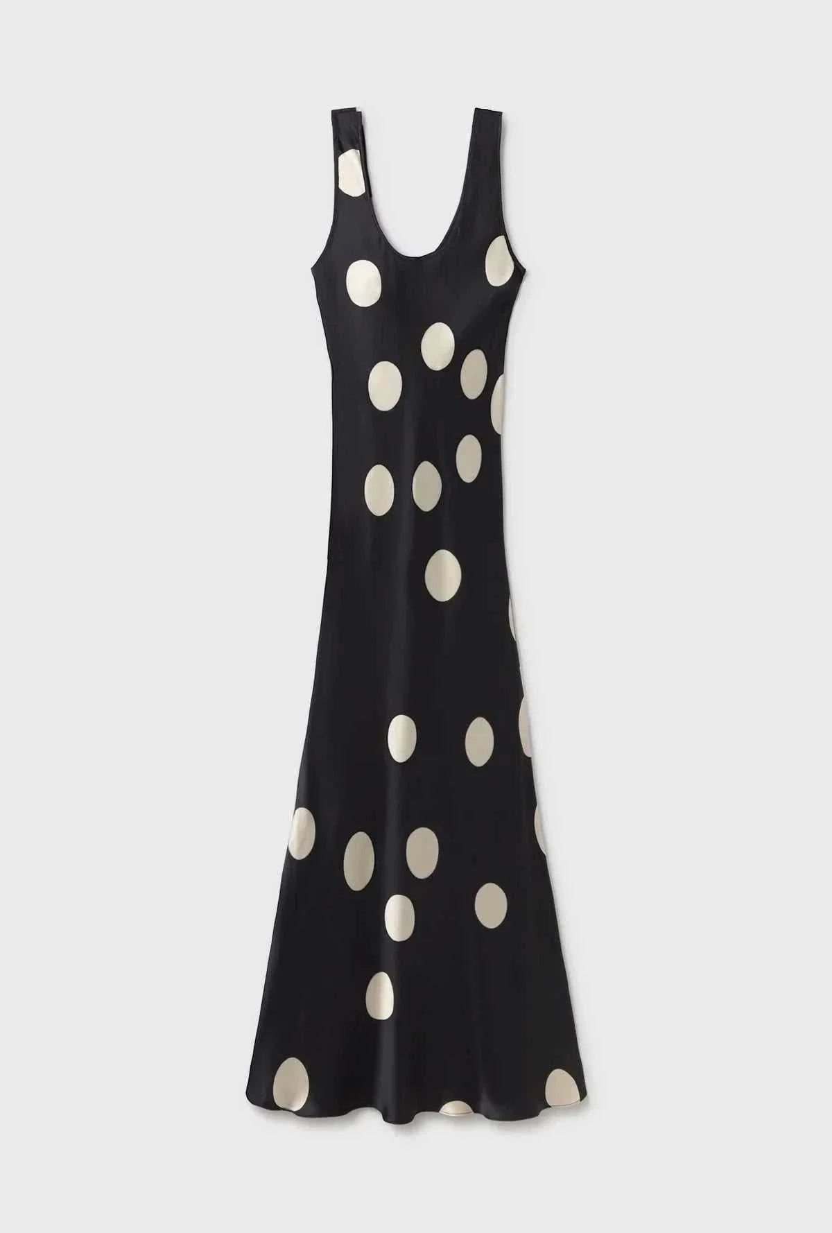Silk Laundry Scoop Neck Dress Large Polka Dot