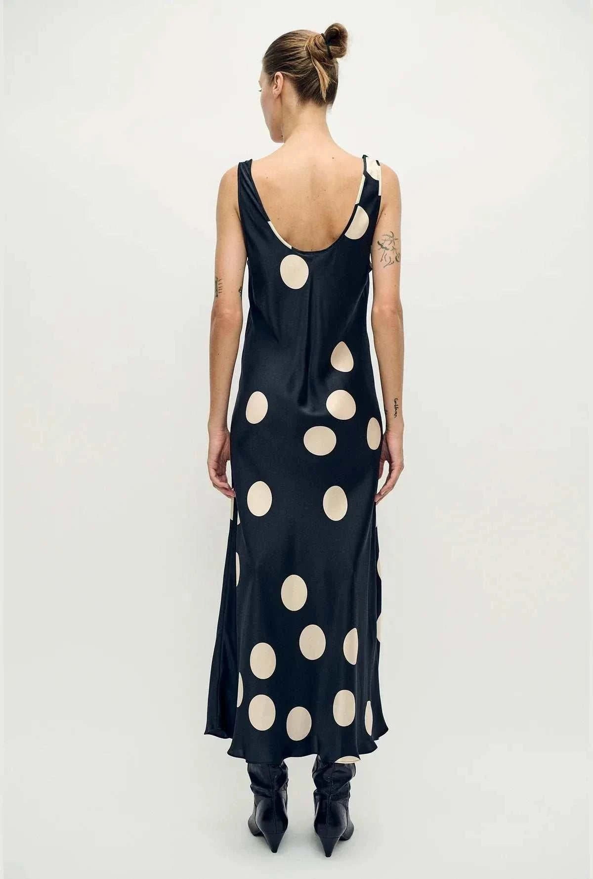 Silk Laundry Scoop Neck Dress Large Polka Dot