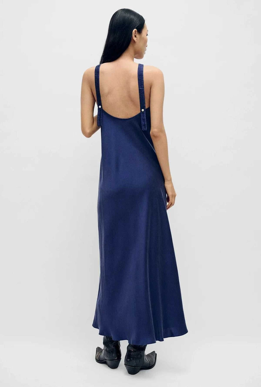 Silk Laundry Deco Ruched Dress Purple Rain