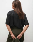 Silk Laundry Short Sleeve Boyfriend Shirt Black