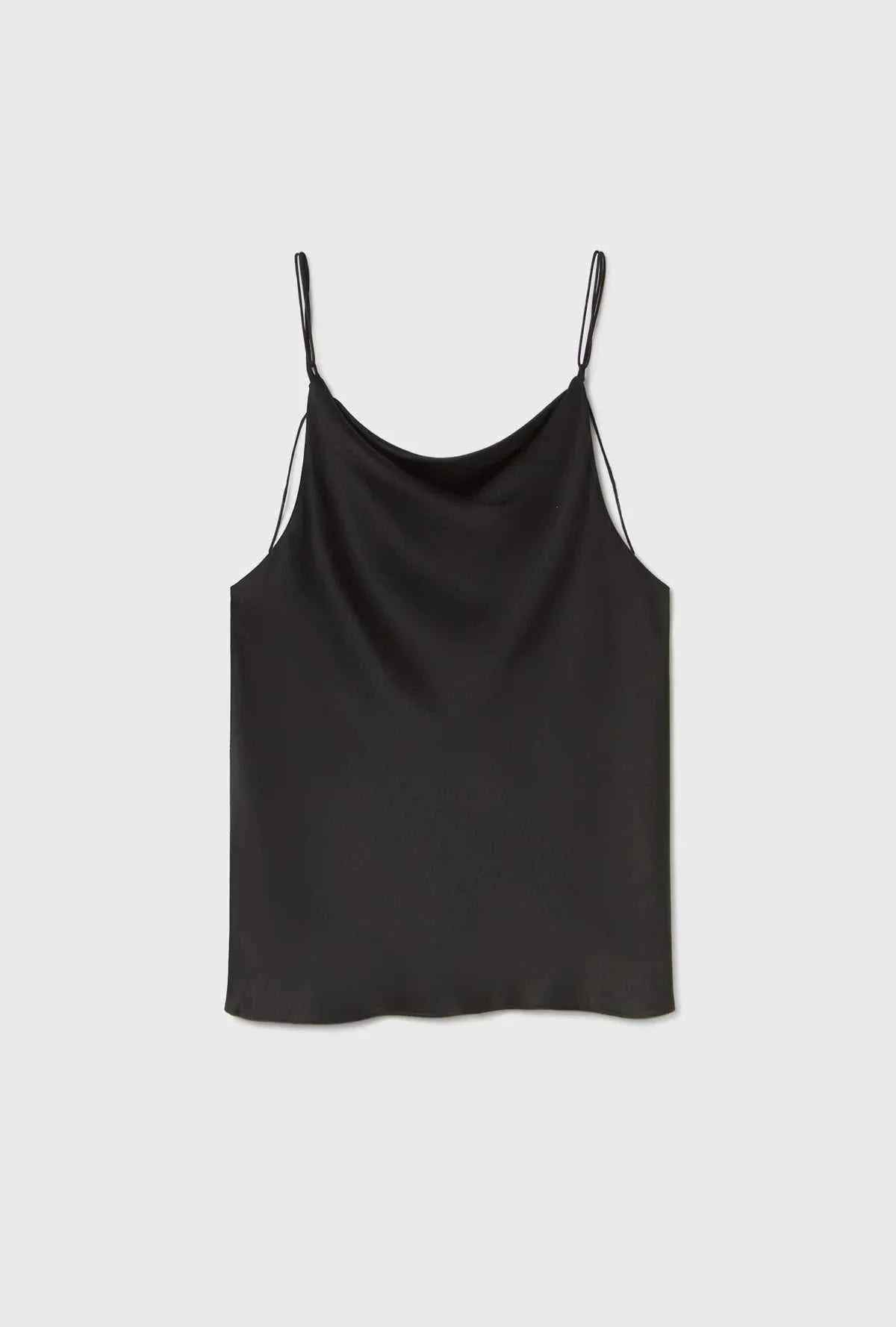 Silk Laundry Hammered Drape Cami Black