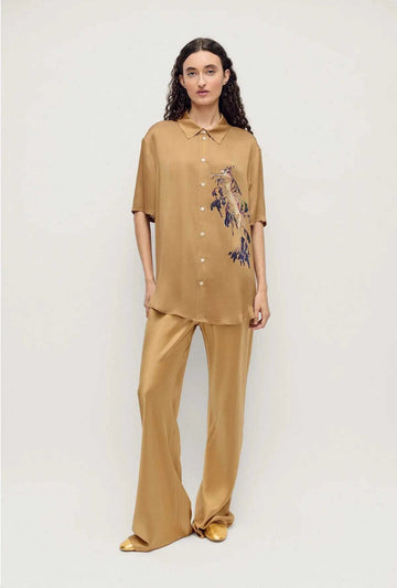 Silk Laundry Short Sleeve Boyfriend Shirt Seahorse