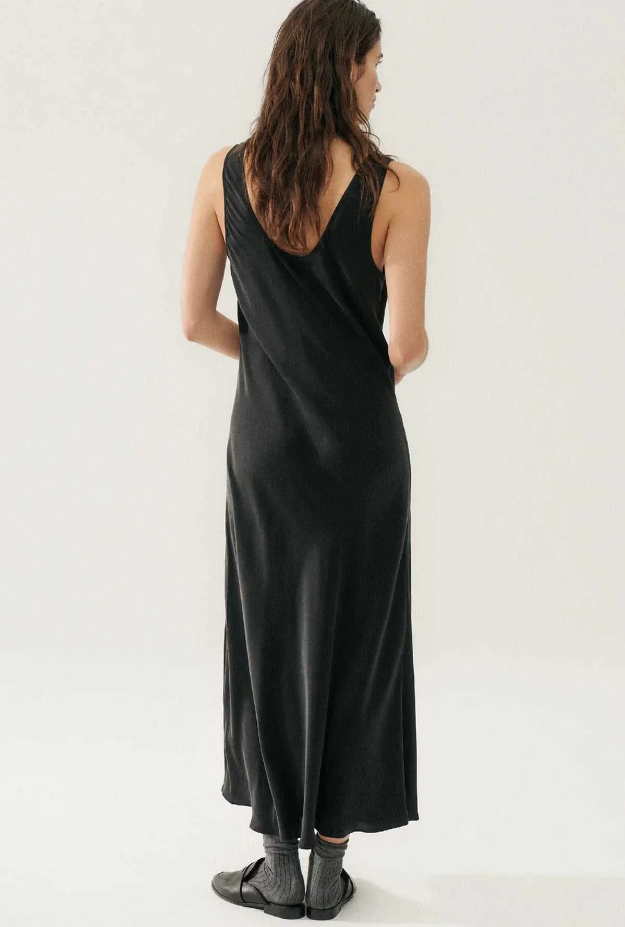 Silk Laundry Scoop Neck Dress Black