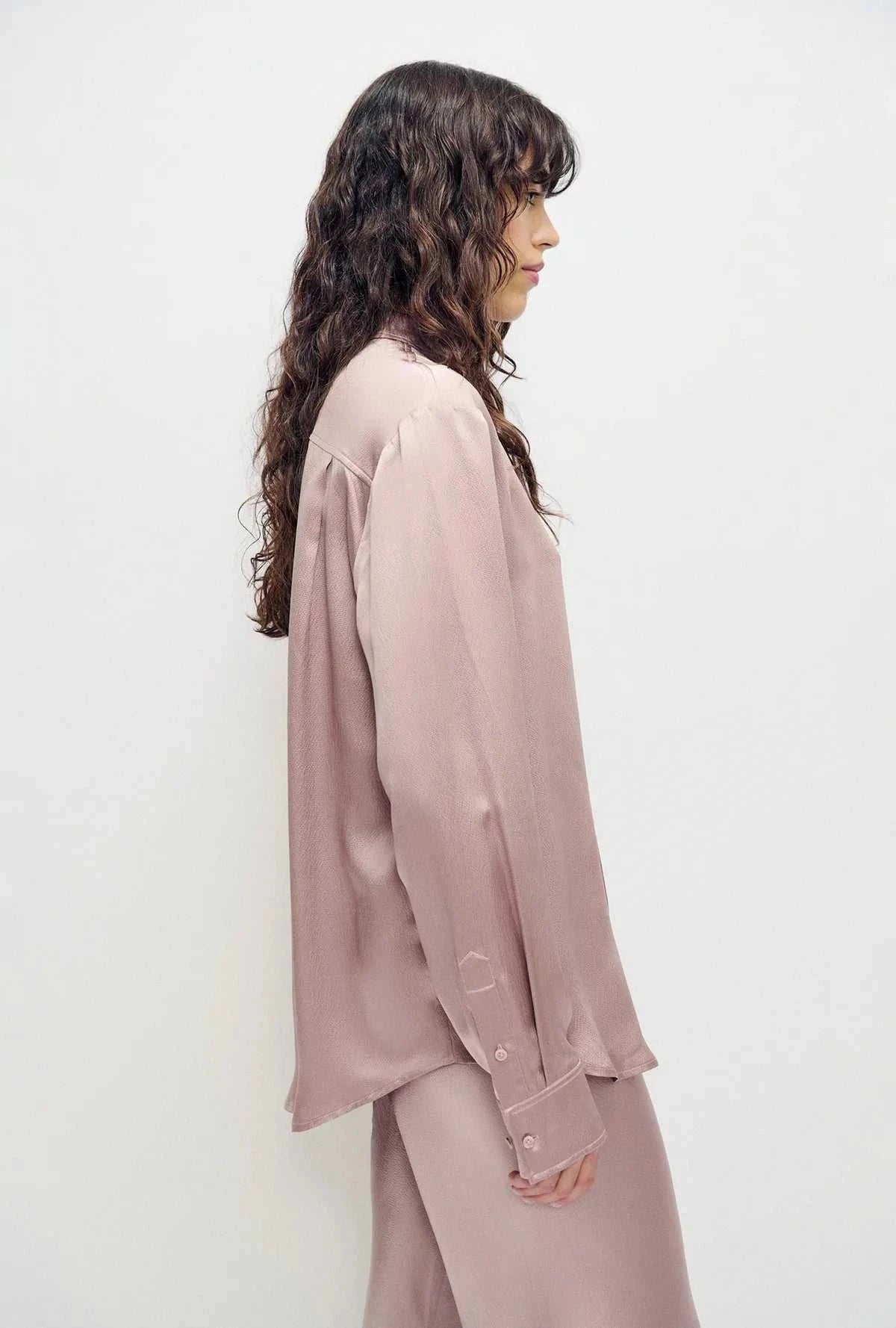 Silk Laundry Hammered Boyfriend Shirt Lasso