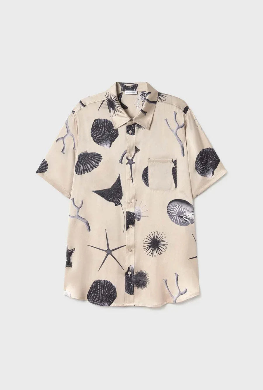 Silk Laundry Short Sleeve Boyfriend Shirt Seashells
