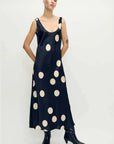 Silk Laundry Scoop Neck Dress Large Polka Dot