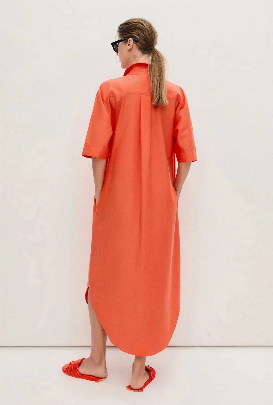 Silk Laundry Short Sleeve Boyfriend Shirt Dress Snapper