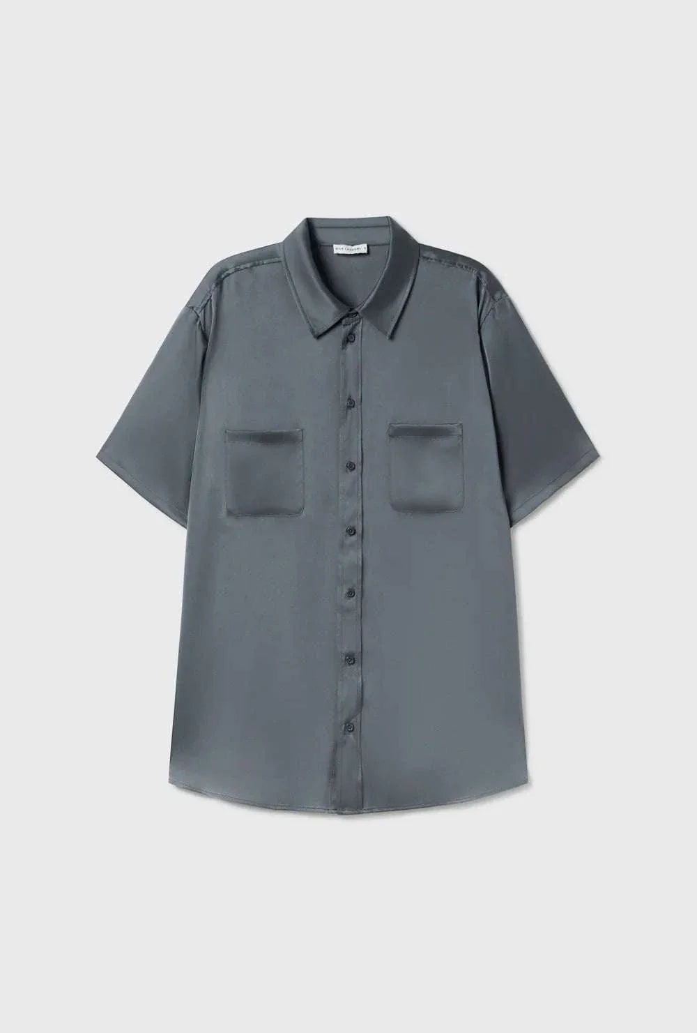 Silk Laundry Short Sleeve Boyfriend Shirt Slate