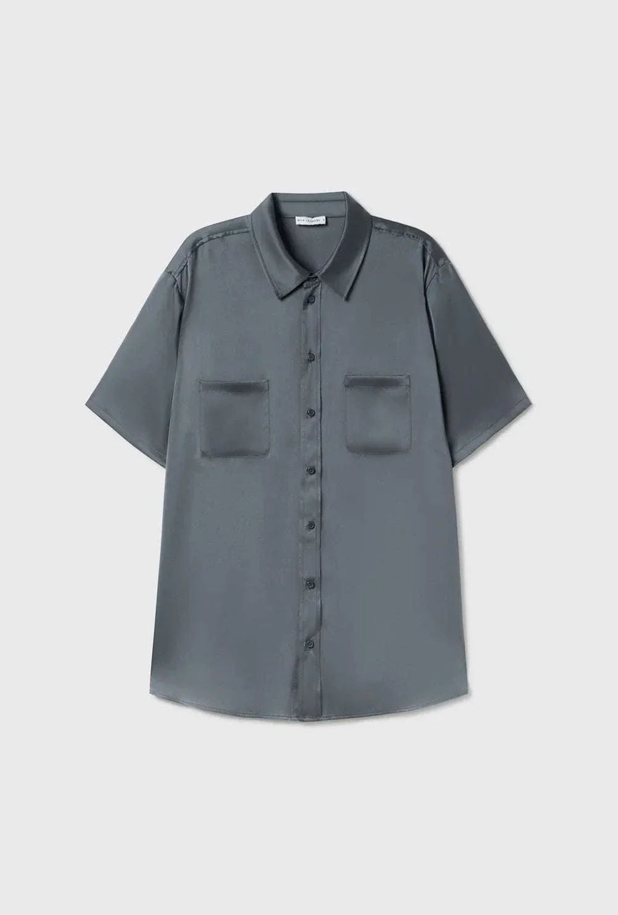 Silk Laundry Short Sleeve Boyfriend Shirt Slate