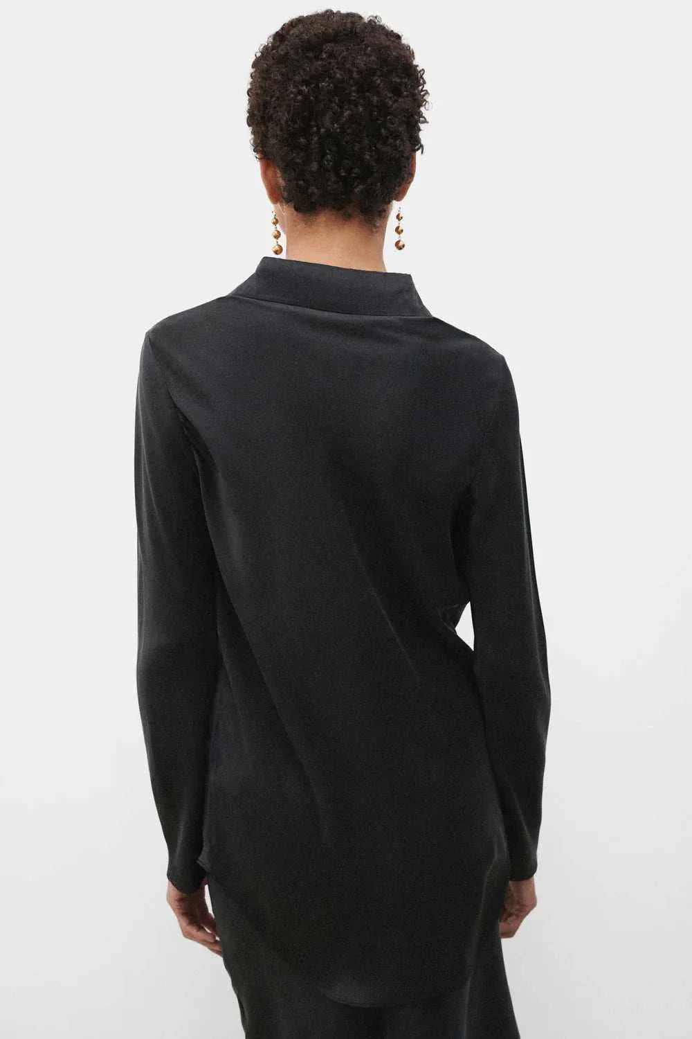 Silk Laundry Bias Cut Shirt Black