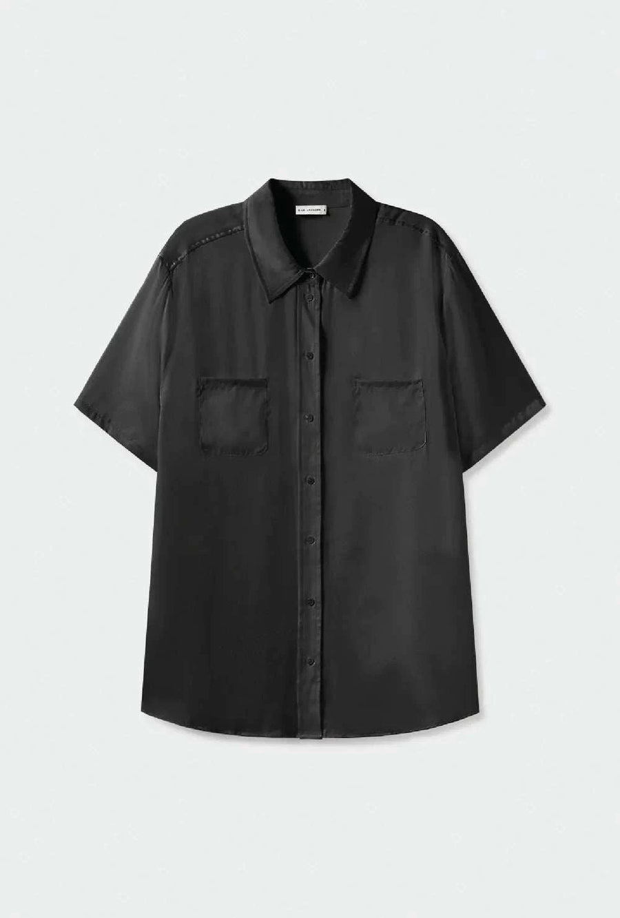 Silk Laundry Short Sleeve Boyfriend Shirt Black