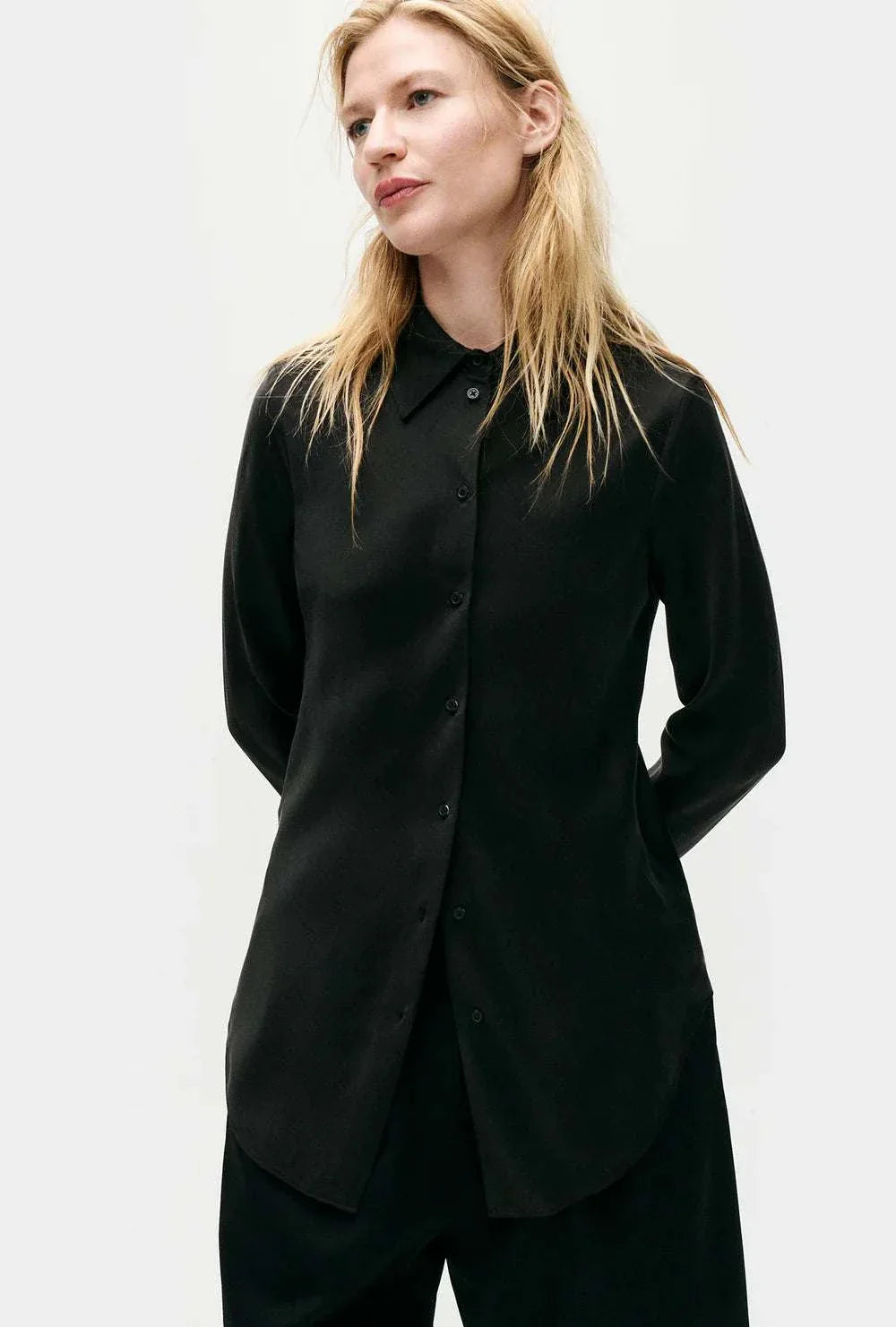 Silk Laundry Bias Cut Shirt Black