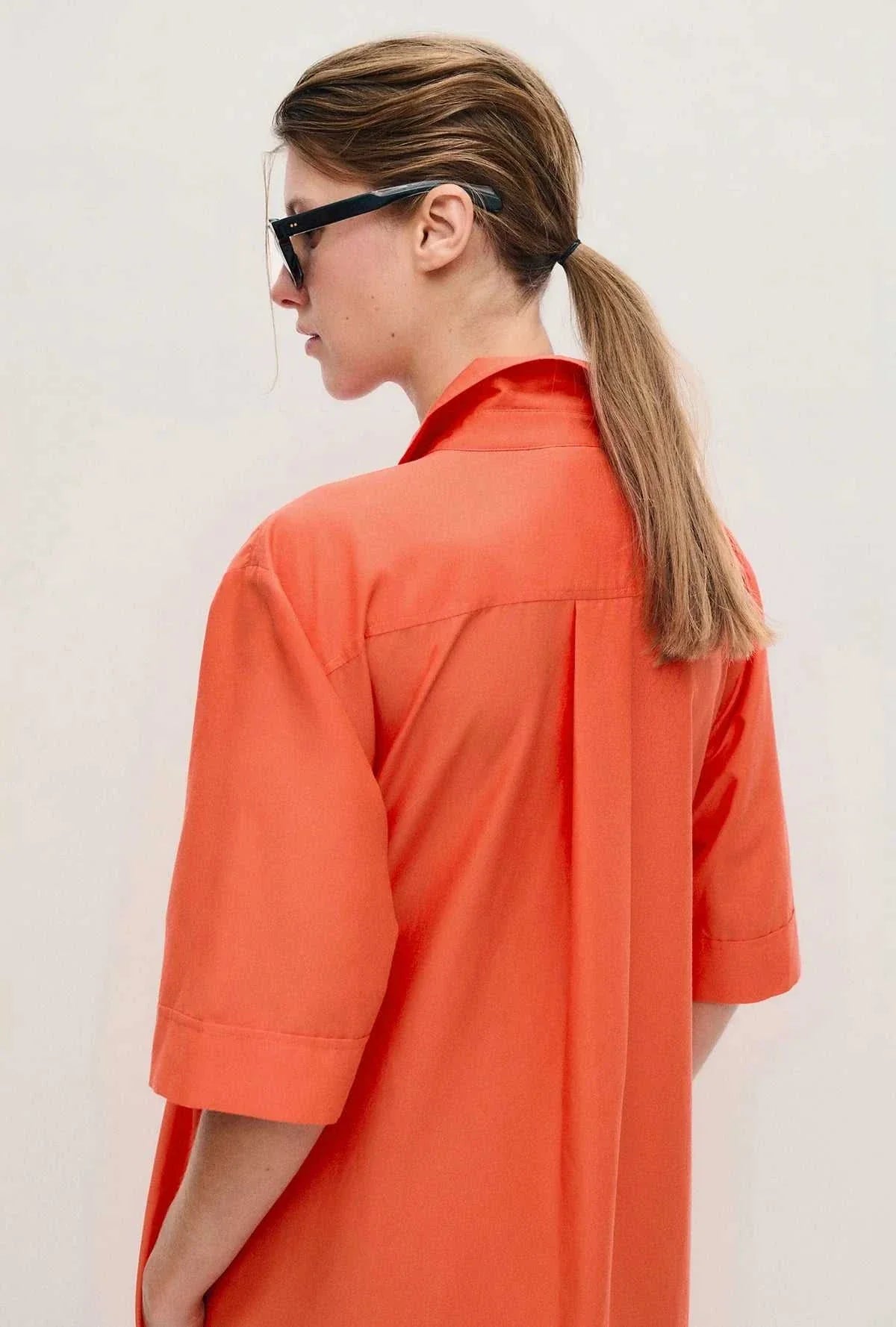 Silk Laundry Short Sleeve Boyfriend Shirt Dress Snapper