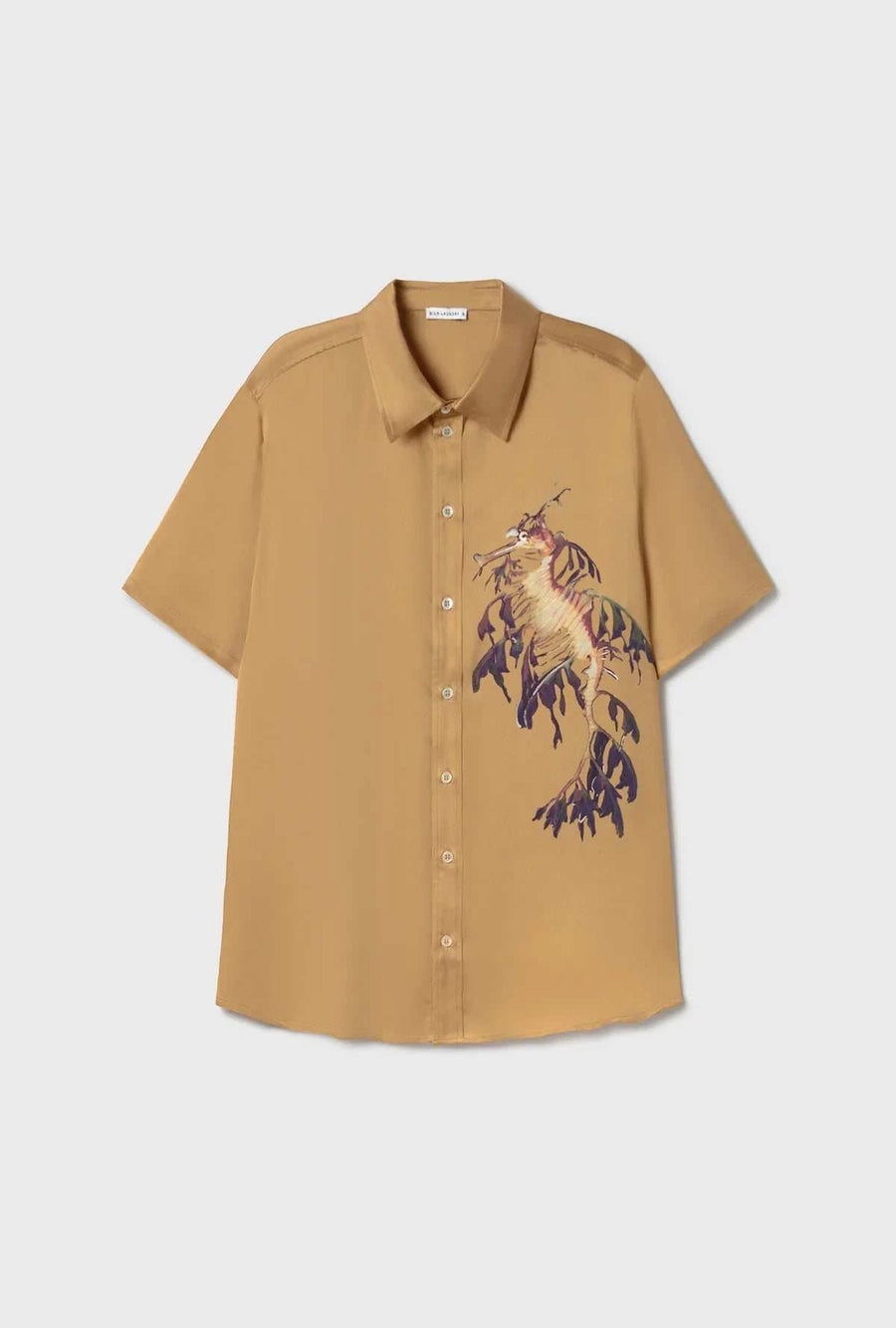 Silk Laundry Short Sleeve Boyfriend Shirt Seahorse