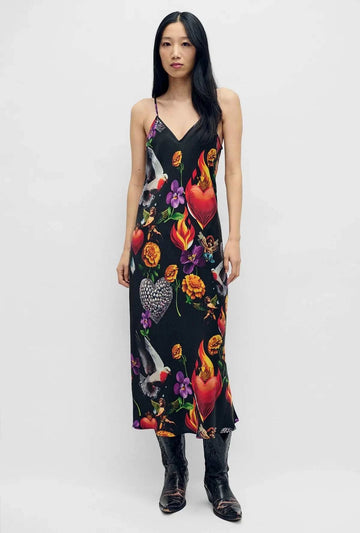 Silk Laundry 90s Slip Dress Dearly Beloved Black