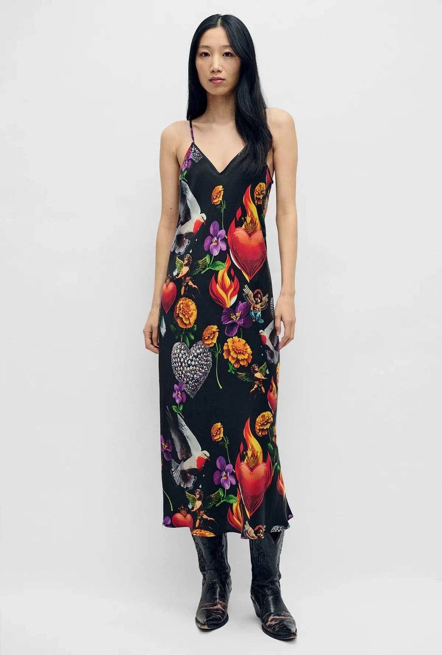 Silk Laundry 90s Slip Dress Dearly Beloved Black