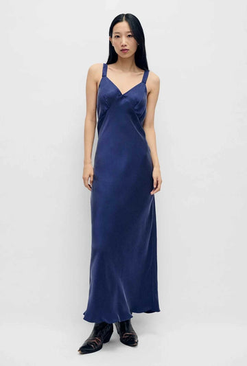 Silk Laundry Deco Ruched Dress Purple Rain