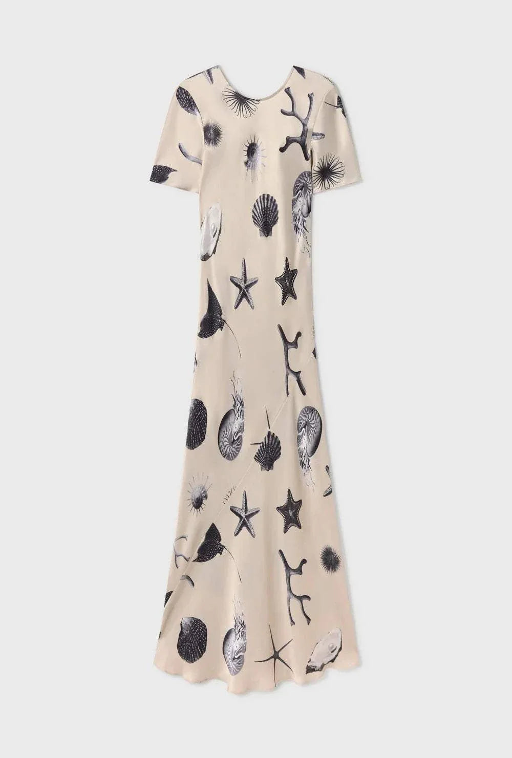Silk Laundry Short Sleeve Bias Dress Seashells
