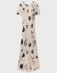 Silk Laundry Short Sleeve Bias Dress Seashells