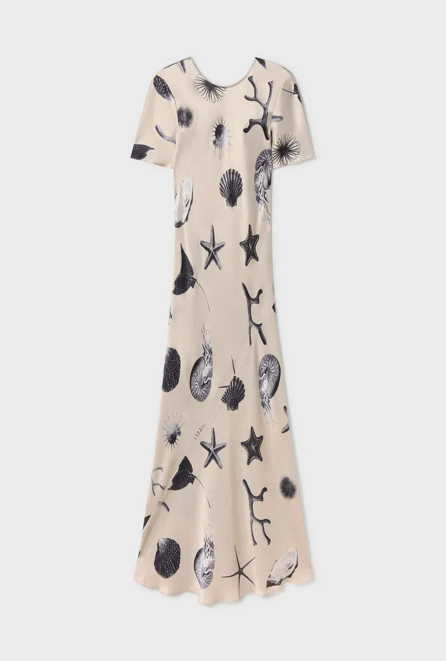 Silk Laundry Short Sleeve Bias Dress Seashells