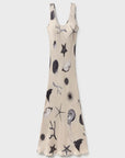 Silk Laundry Scoop Neck Dress Seashells