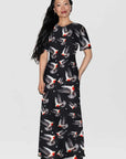 Silk Laundry Short Sleeve Bias Dress Bleeding Dove