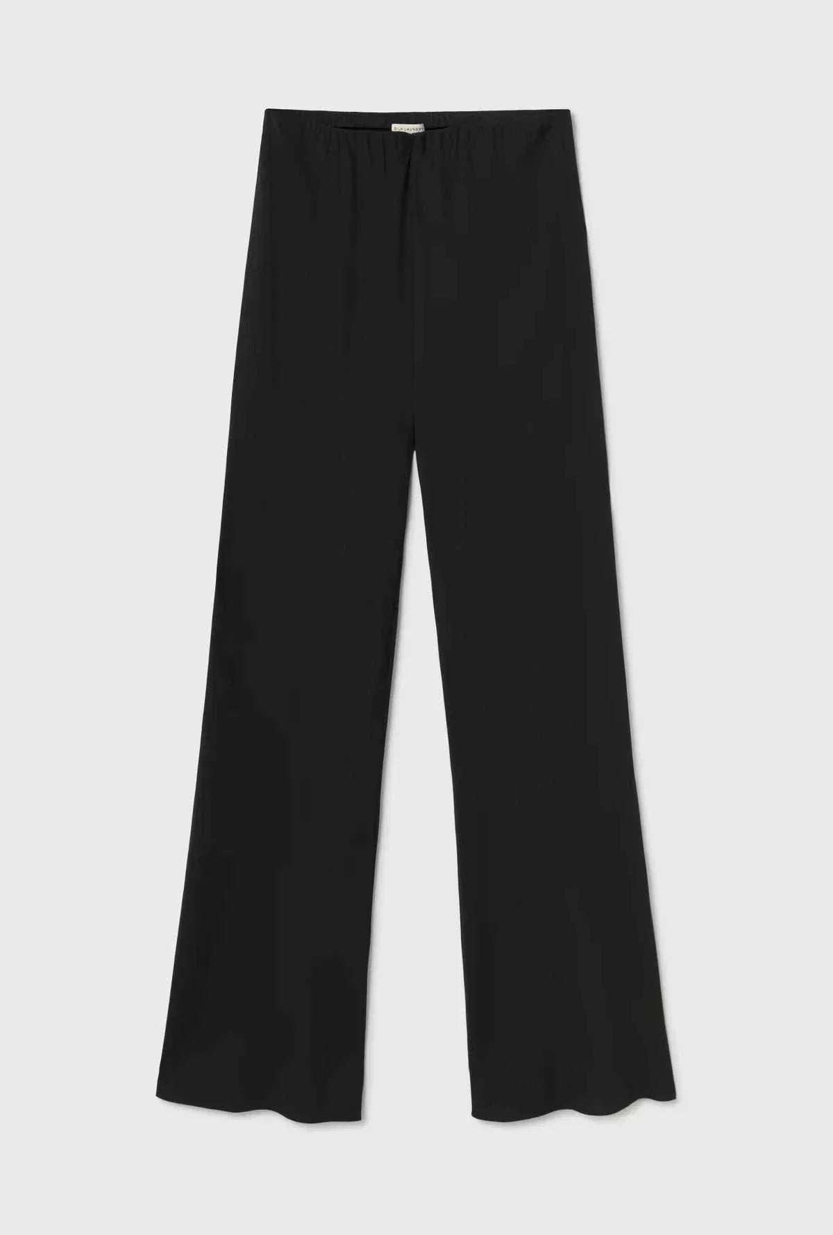 Silk Laundry Wool Silk Wide Legged Bias Cut Pants Black