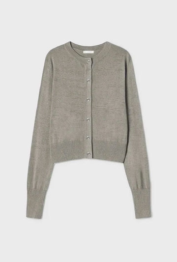 Silk Laundry Cropped Cardigan Moon