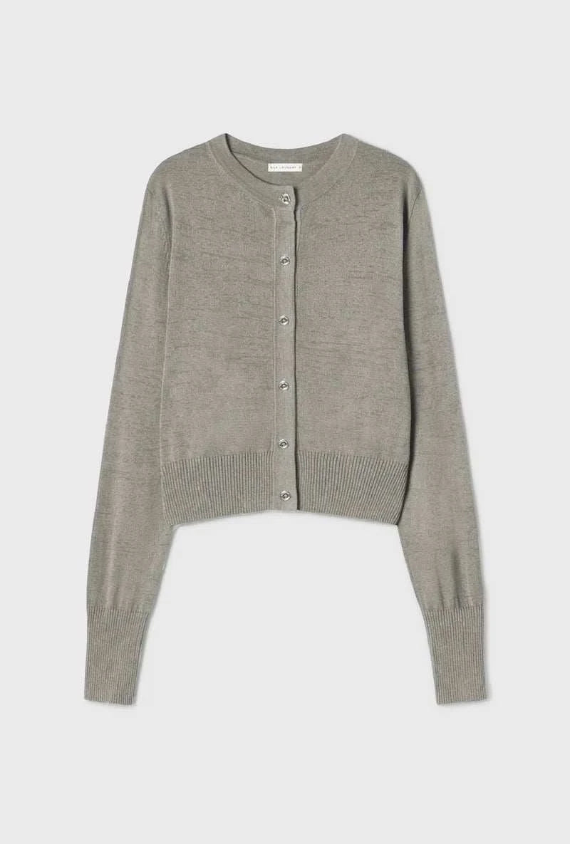 Silk Laundry Cropped Cardigan Moon