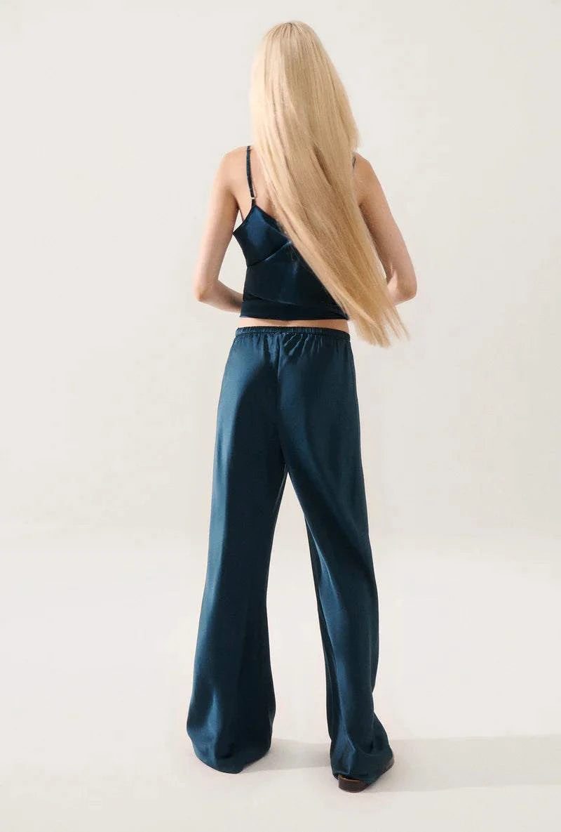 Silk Laundry Bias Cut Pants Teal