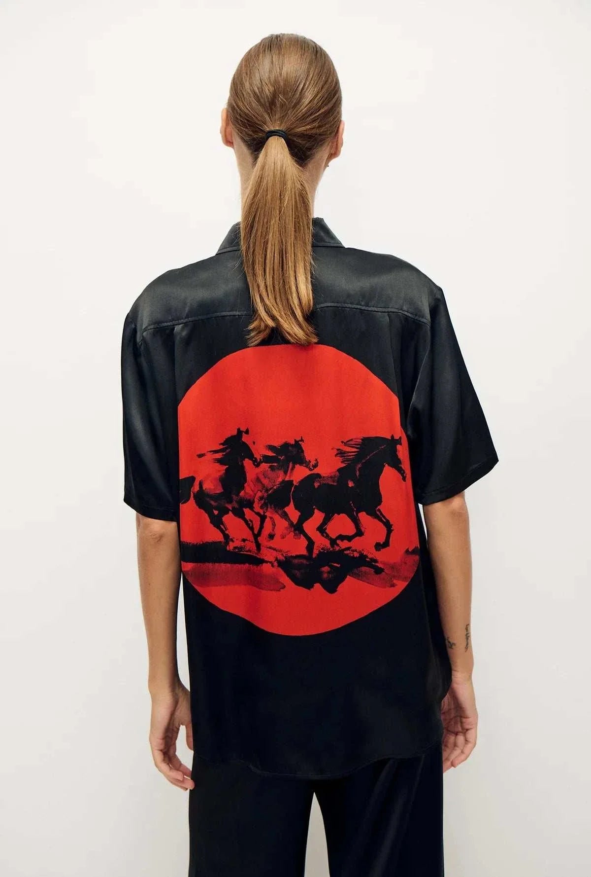 Silk Laundry Short Sleeve Boyfriend Shirt Year Of The Horse
