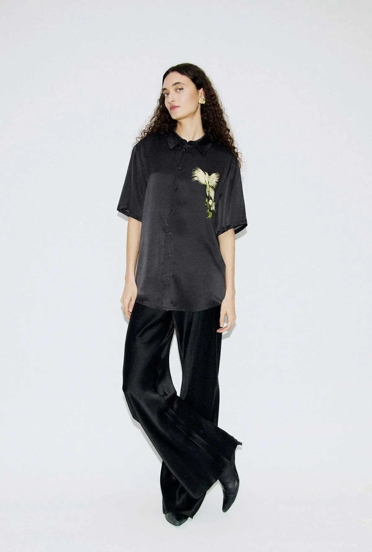 Silk Laundry Short Sleeve Boyfriend Shirt Egret