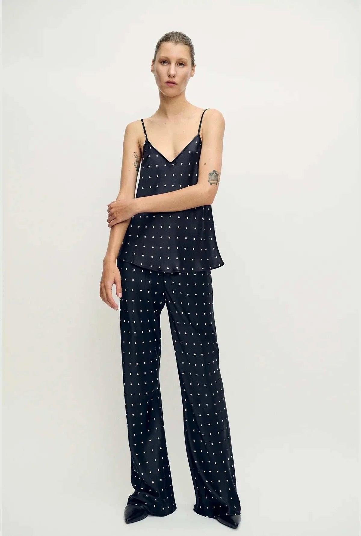 Silk Laundry Bias Cut Pants Small Polka Dots