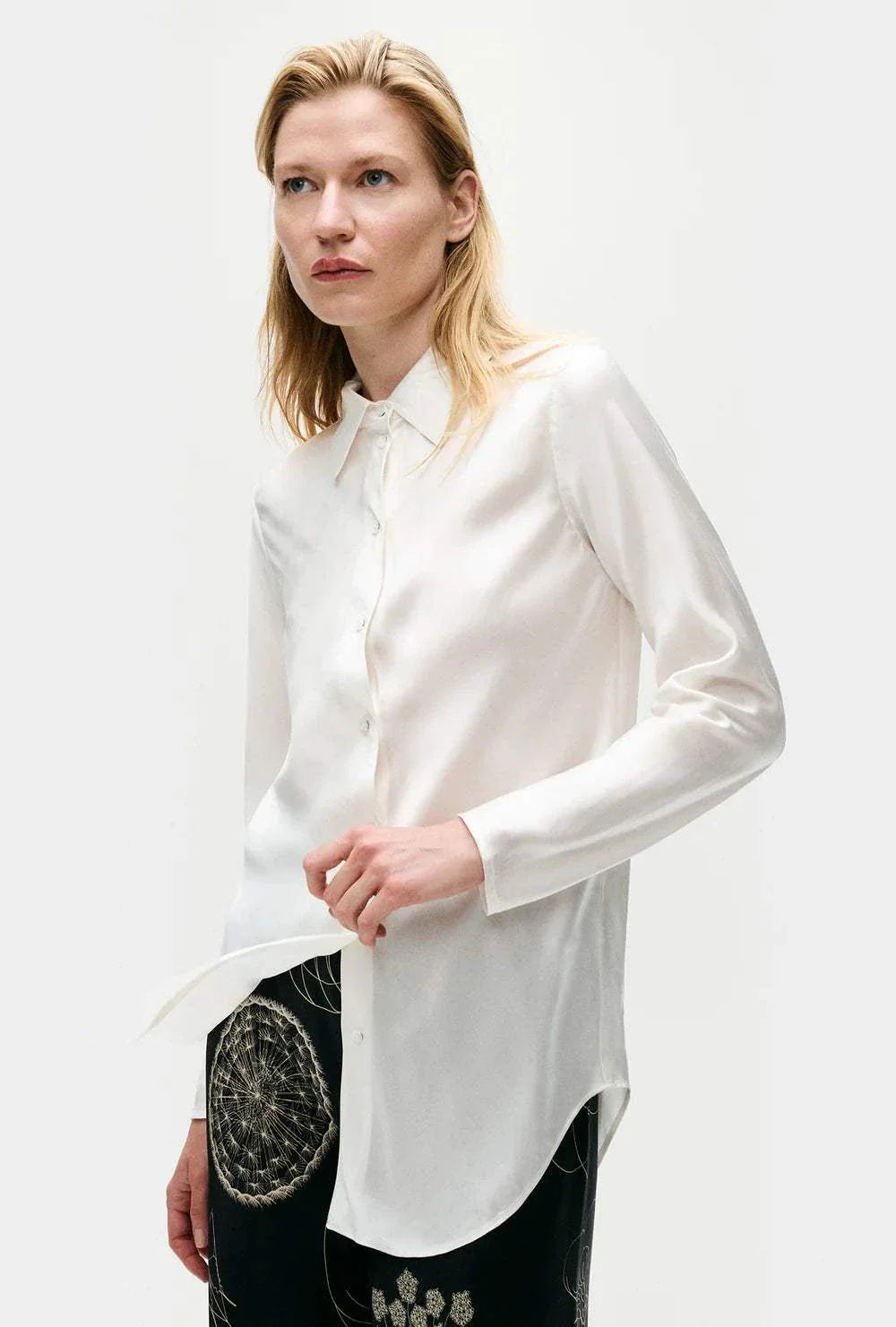 Silk Laundry Bias Cut Shirt White