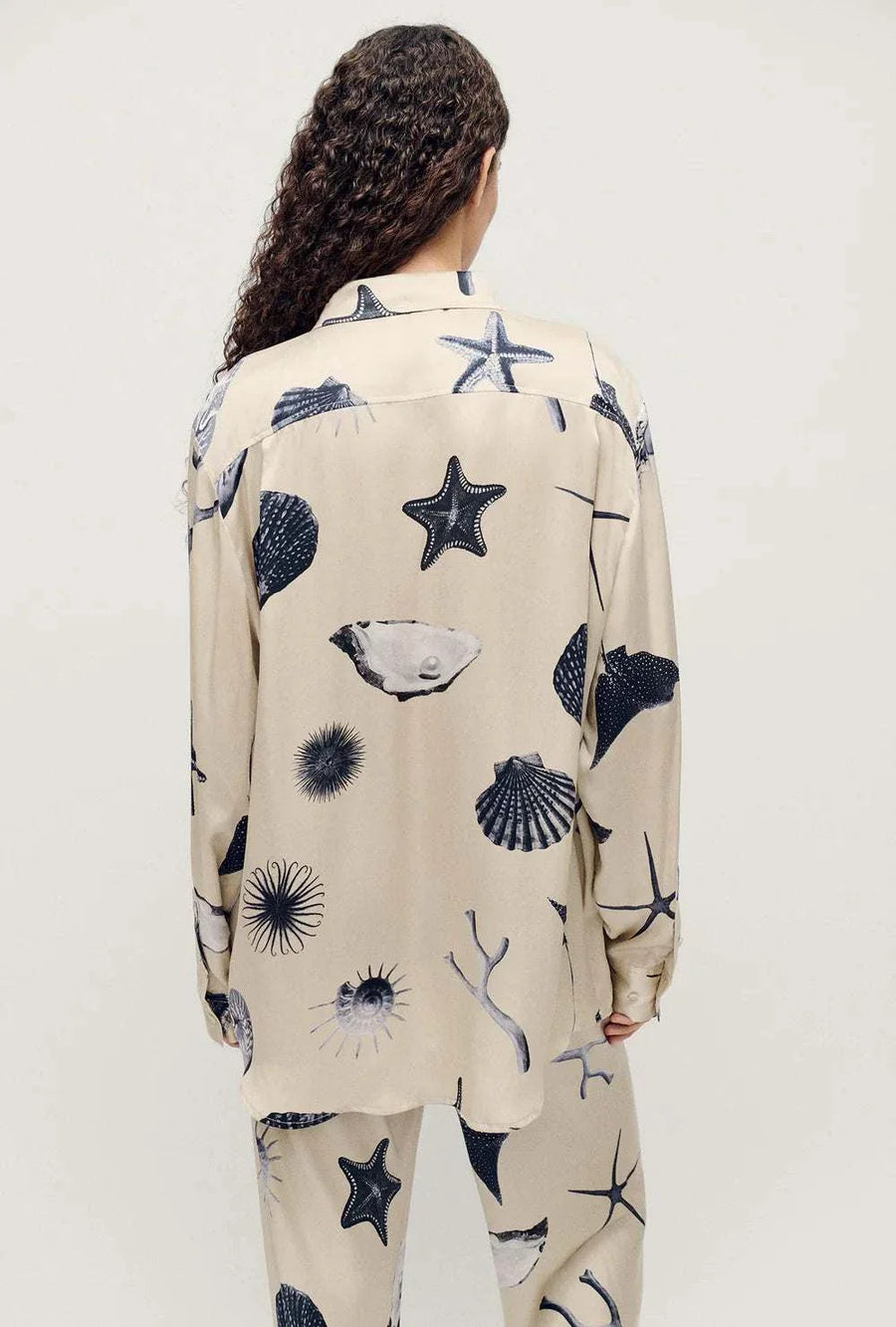 Silk Laundry Boyfriend Shirt Seashells