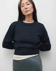 Silk Laundry Cropped Crewneck Azul Melange