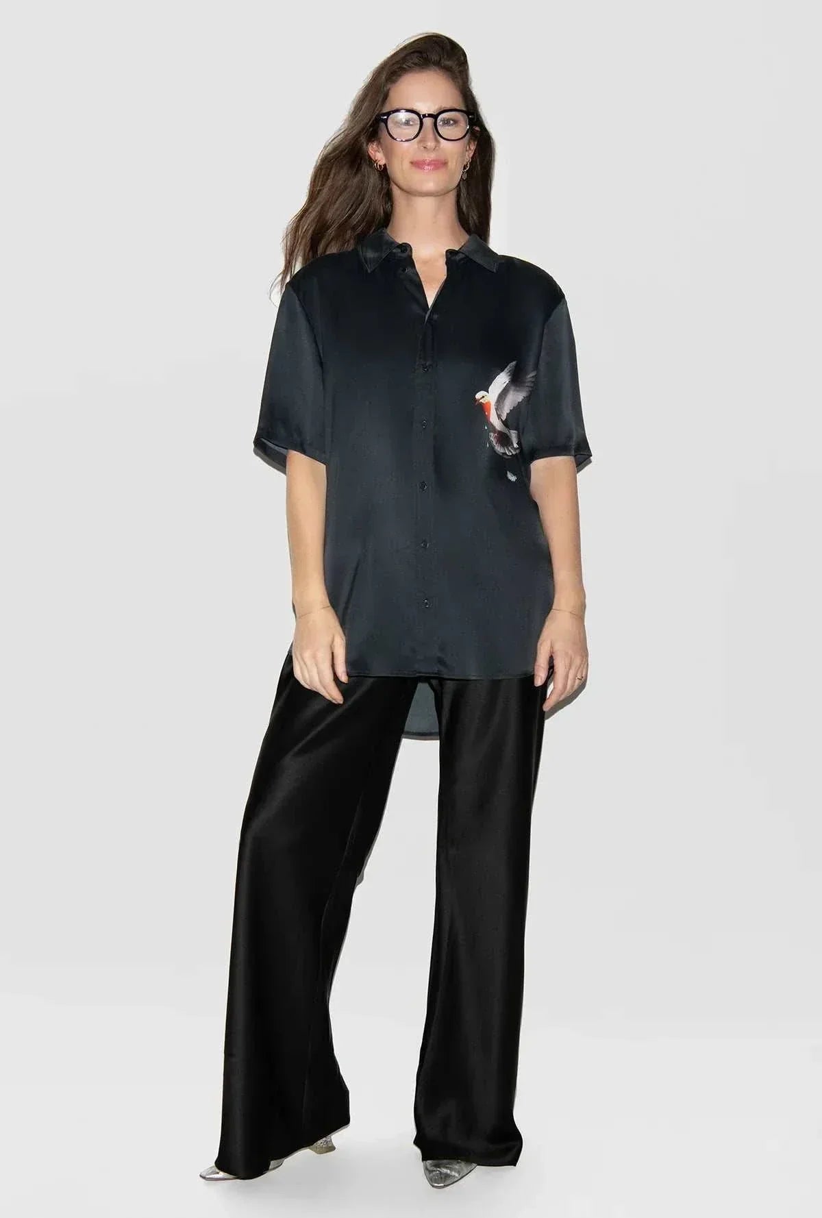 Silk Laundry Boyfriend Shirt Bleeding Dove