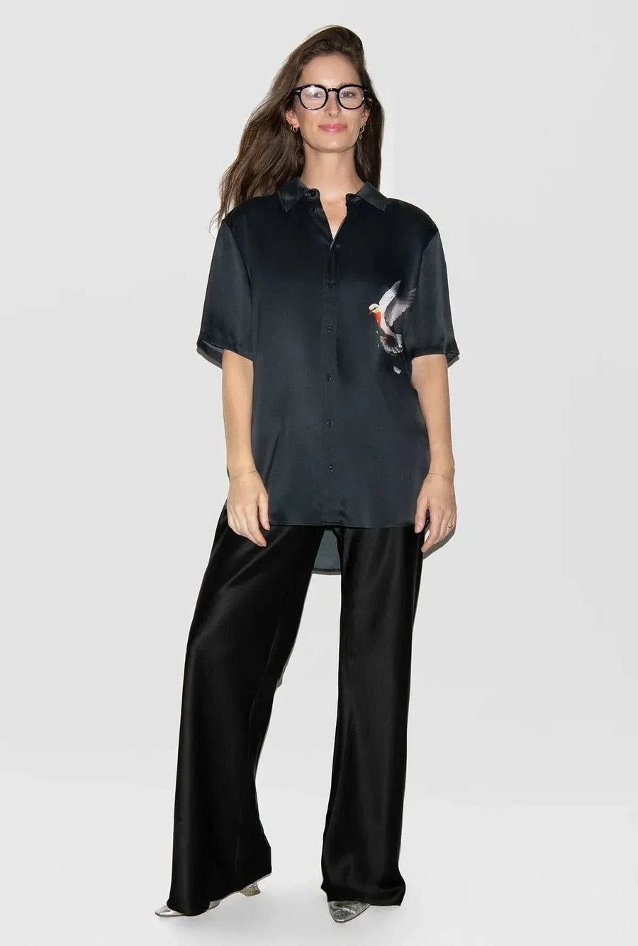 Silk Laundry Boyfriend Shirt Bleeding Dove
