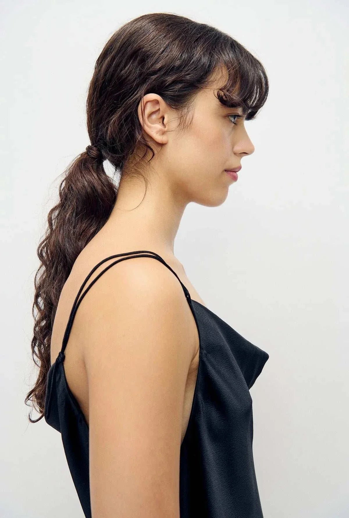 Silk Laundry Hammered Drape Cami Black