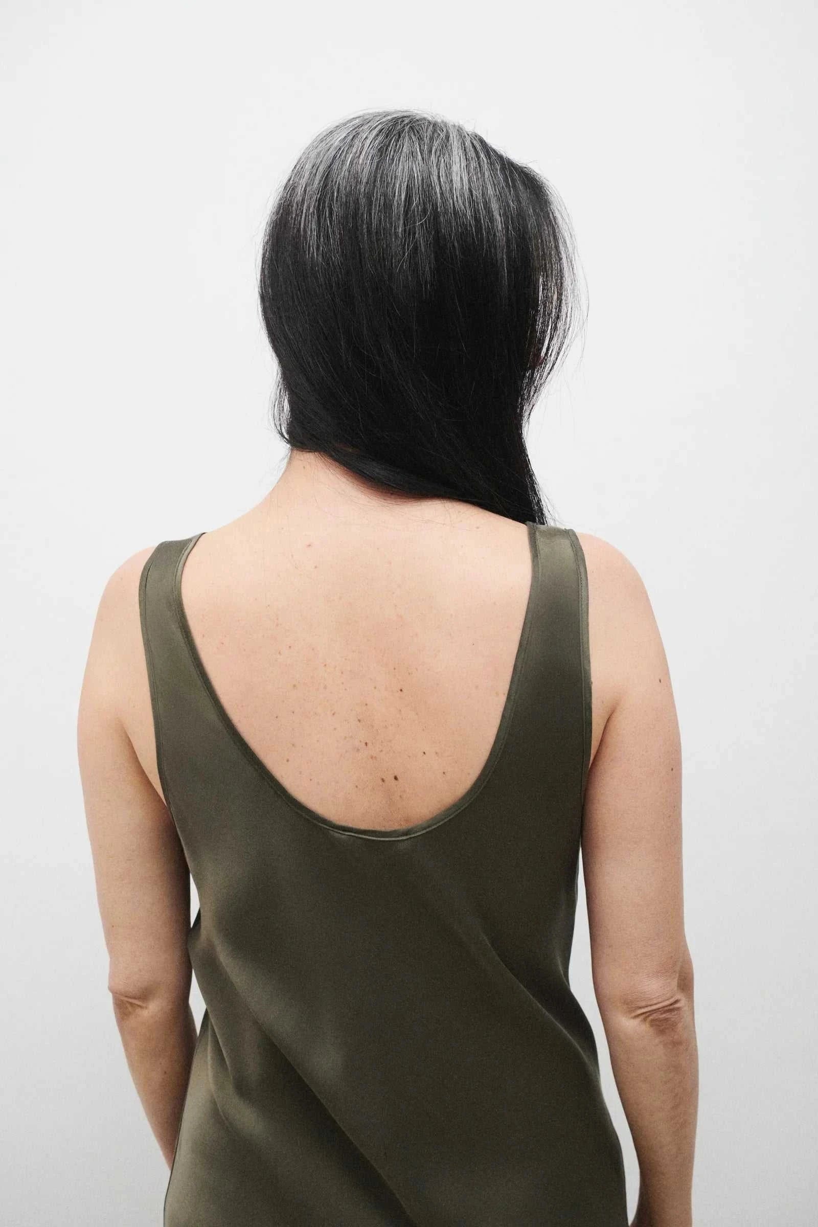 Silk Laundry Scoop Neck Dress Pine