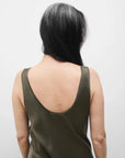Silk Laundry Scoop Neck Dress Pine