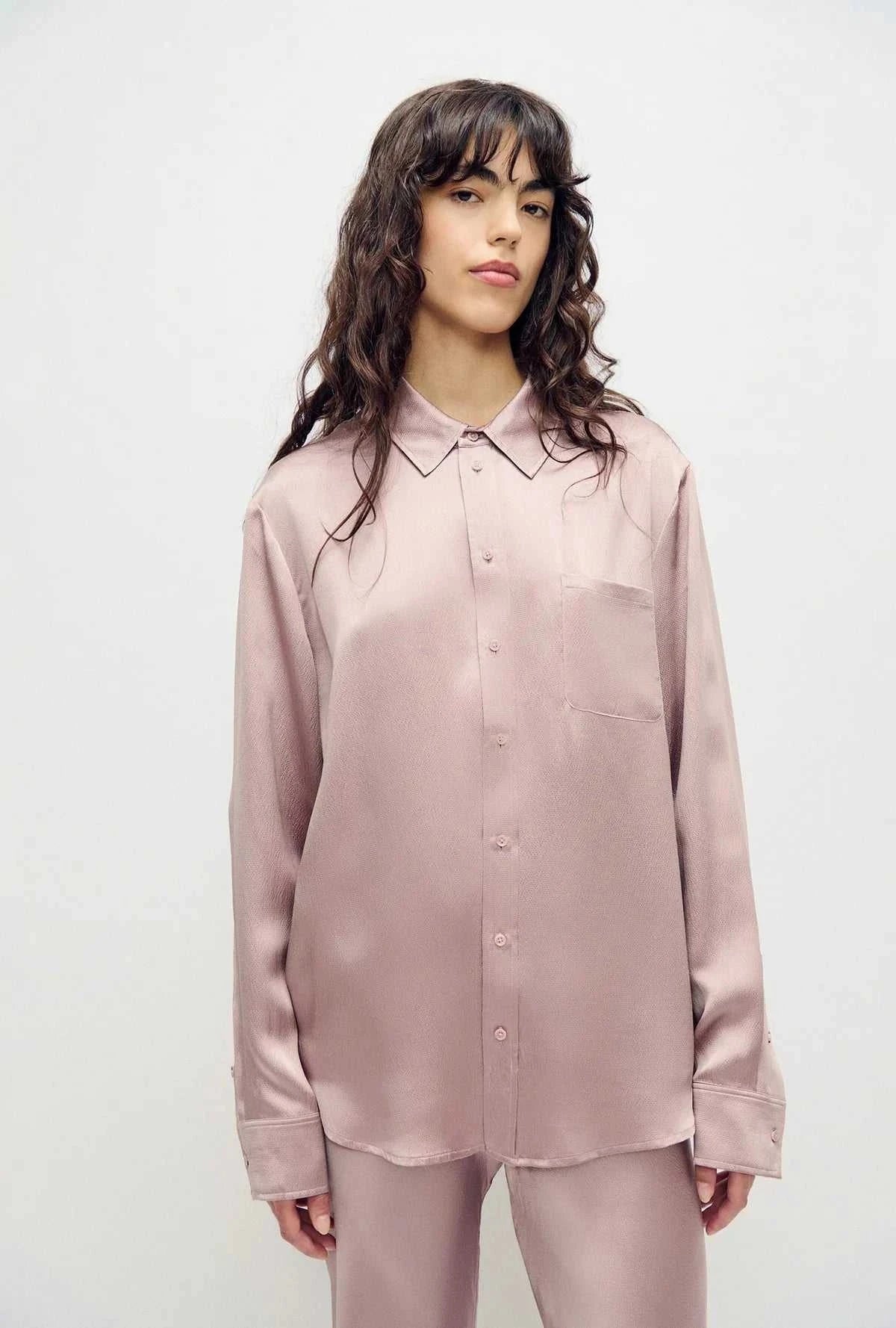 Silk Laundry Hammered Boyfriend Shirt Lasso