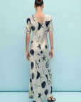 Silk Laundry Short Sleeve Bias Dress Seashells