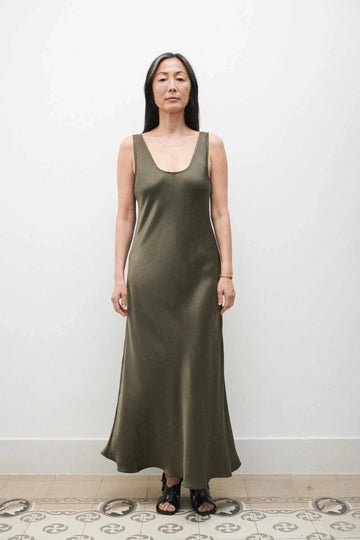 Silk Laundry Scoop Neck Dress Pine