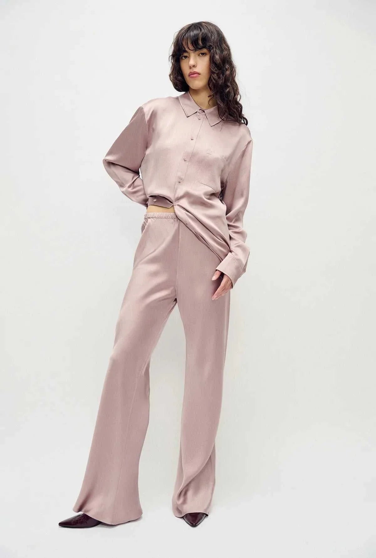 Silk Laundry Hammered Bias Cut Pants Lasso
