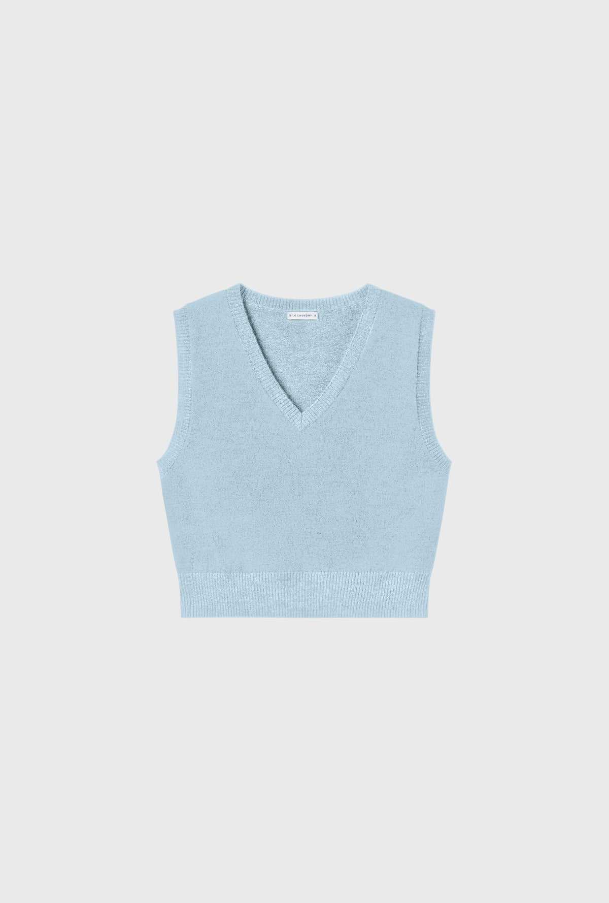 Silk Laundry Wool V Neck Sweater Vest Cornflower