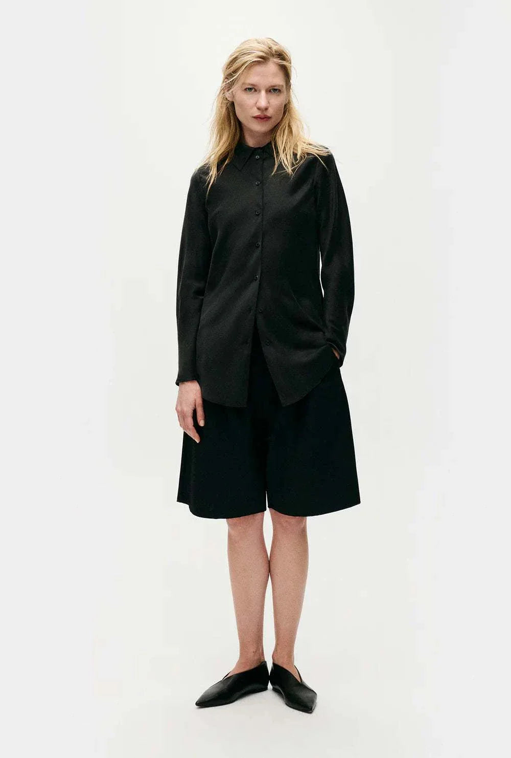 Silk Laundry Bias Cut Shirt Black