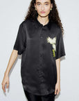 Silk Laundry Short Sleeve Boyfriend Shirt Egret